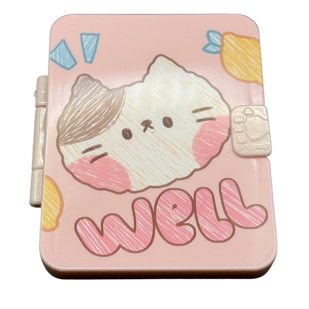 Pink Calico Cat Portable Folding Pocket Mirror‎ with Slide Out Hair Comb
